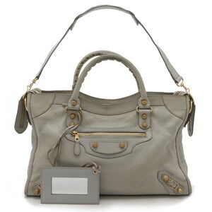BALENCIAGA Giant City Editors Bag Shoulder Gray Leather Mirror